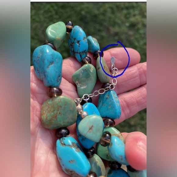 💕Vintage faux TURQUOISE Amethyst Shube's Dakota West Sterling Silver Necklace. - Picture 2 of 3